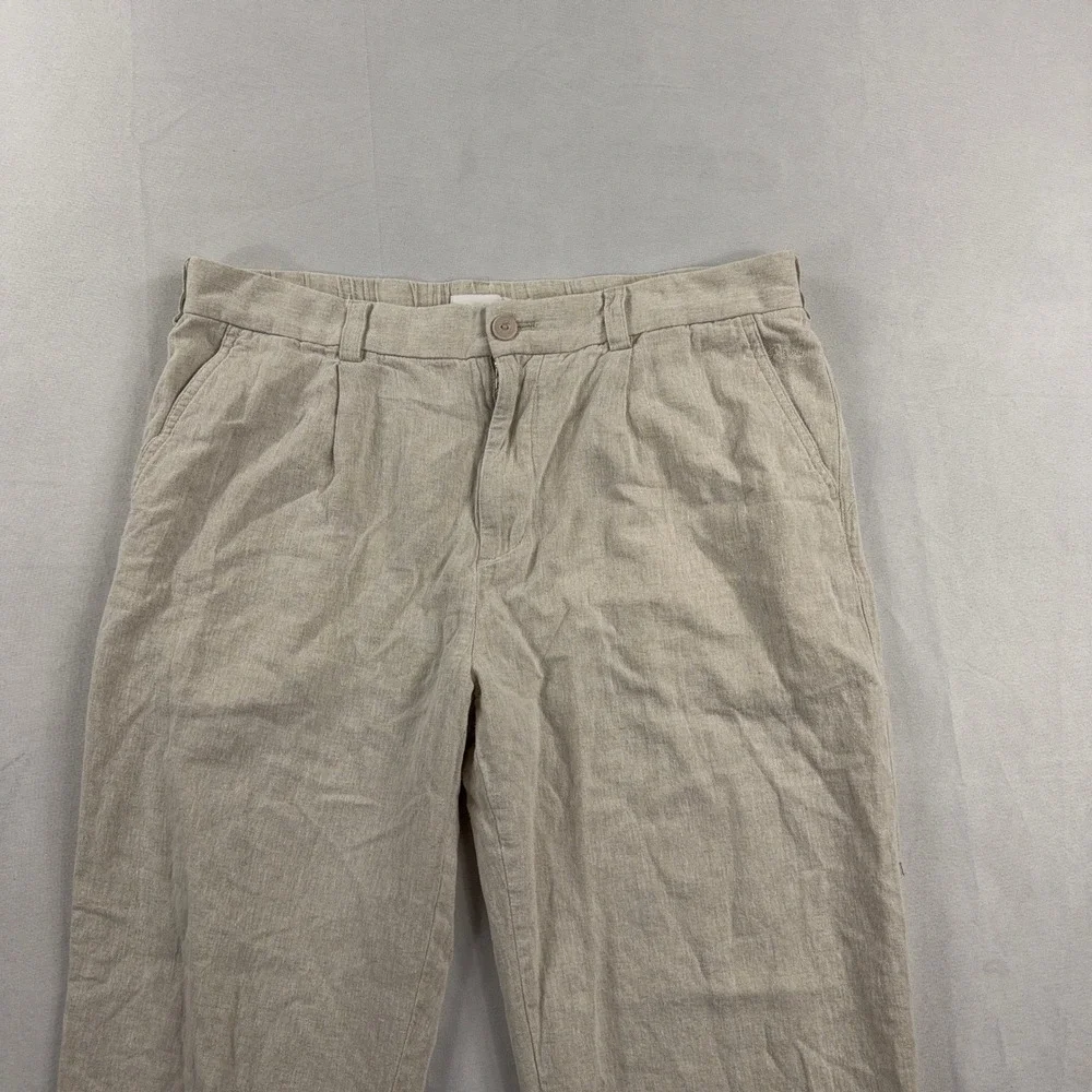 Porter & Ash Linen Blend Pleated Tapered Casual Trousers Mens Size 34